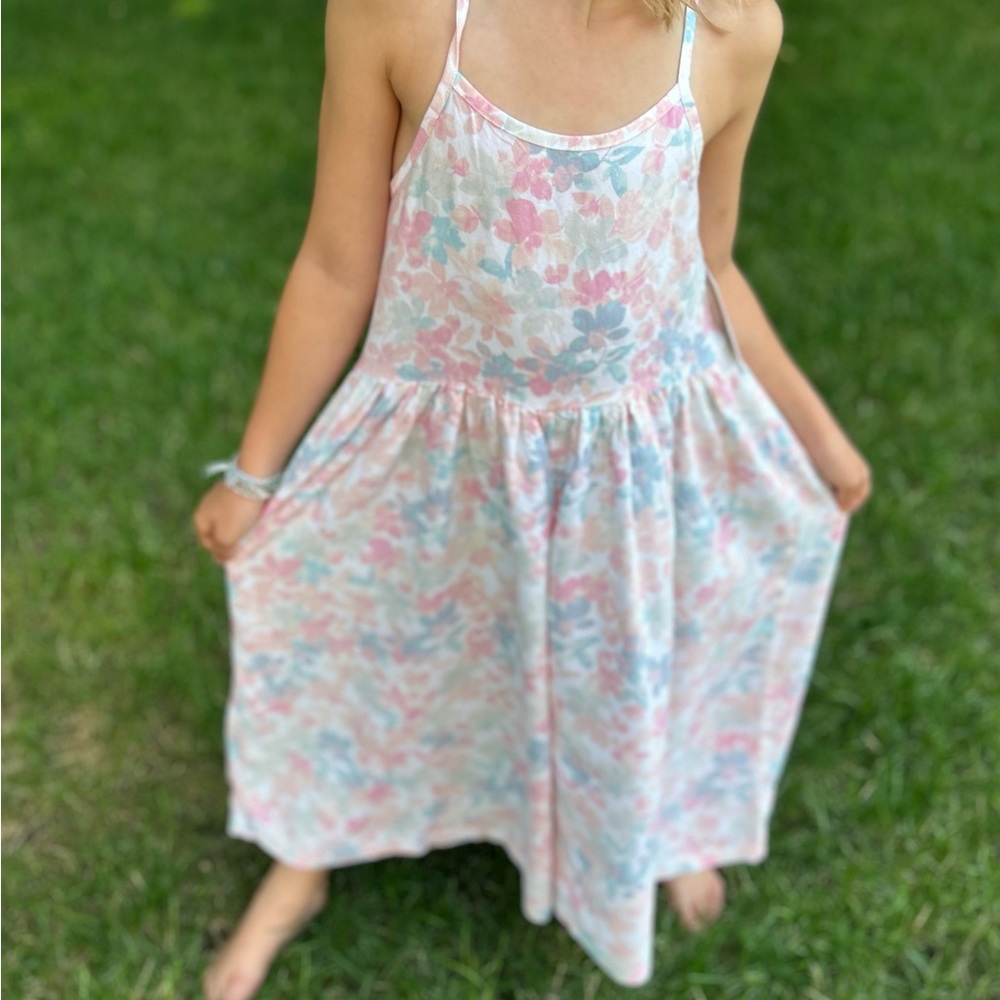 Nordstrom girls floral strappy wide leg romper NEW with tags. Size 7/8
